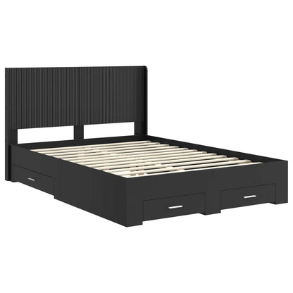 Bedframe met opbergruimte en hoofdbord Zwart 135 x 190 cm