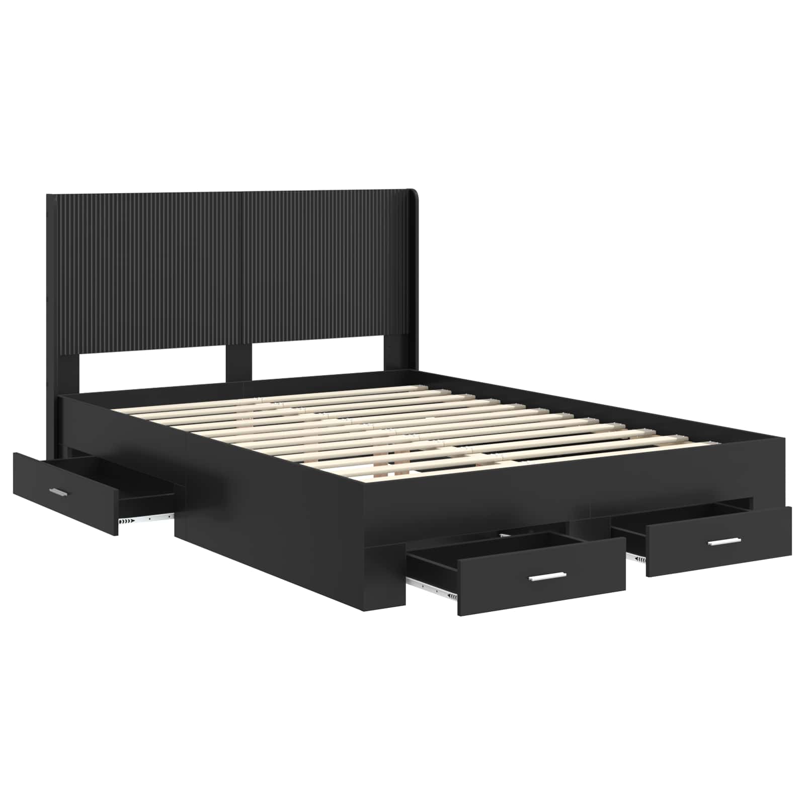 Bedframe met opbergruimte en hoofdbord Zwart 135 x 190 cm