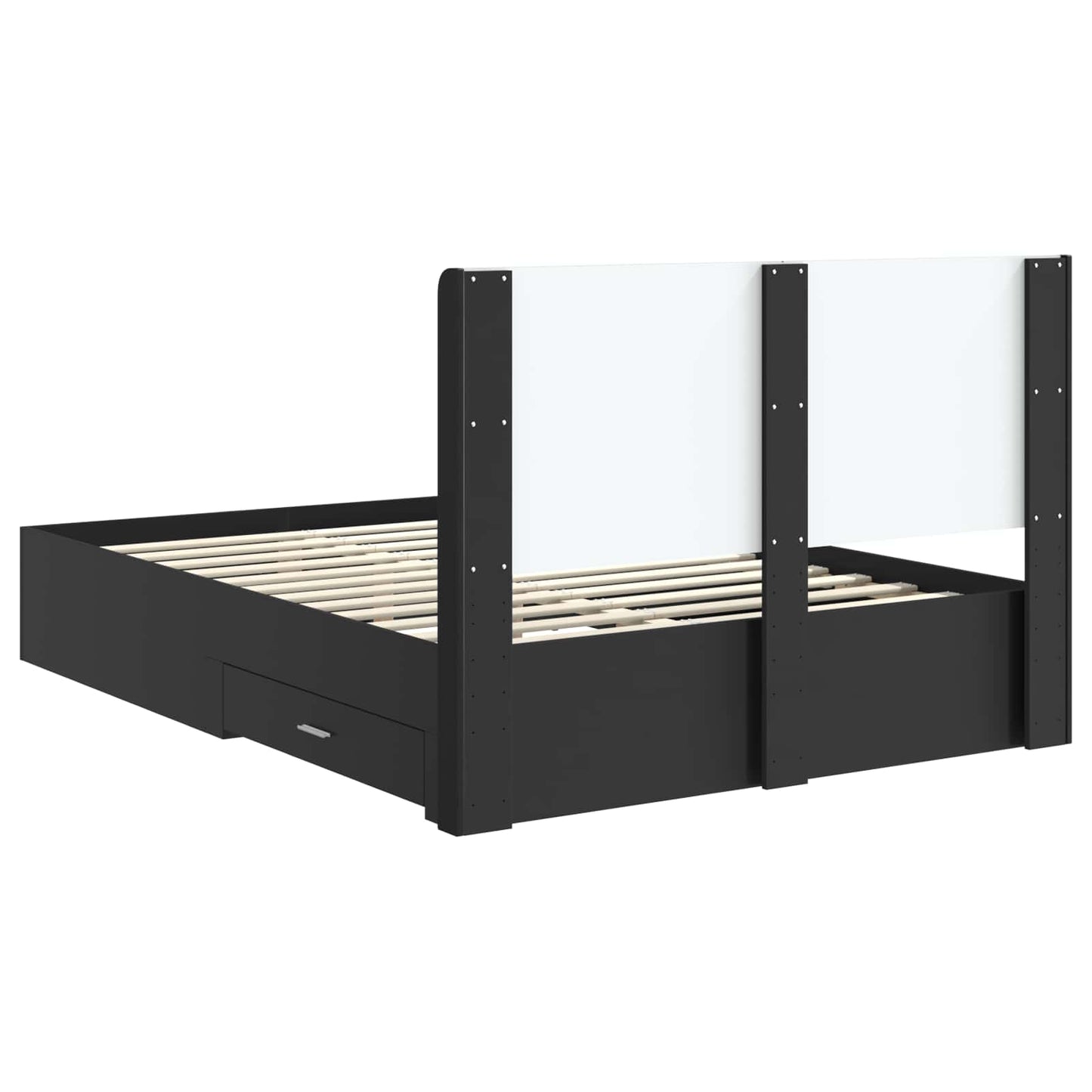 Bedframe met opbergruimte en hoofdbord Zwart 135 x 190 cm