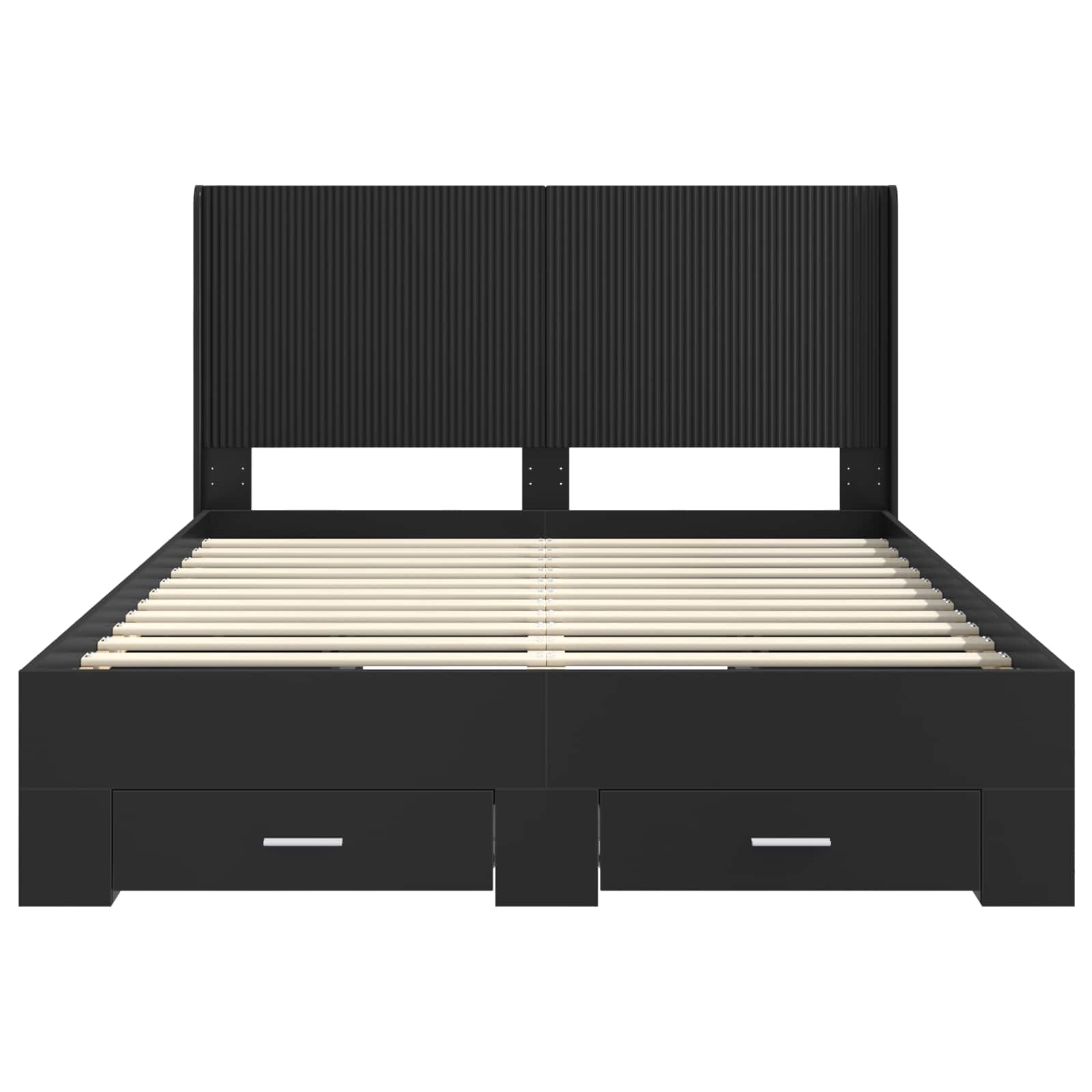 Bedframe met opbergruimte en hoofdbord Zwart 135 x 190 cm