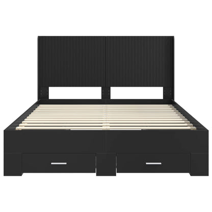 Bedframe met opbergruimte en hoofdbord Zwart 135 x 190 cm