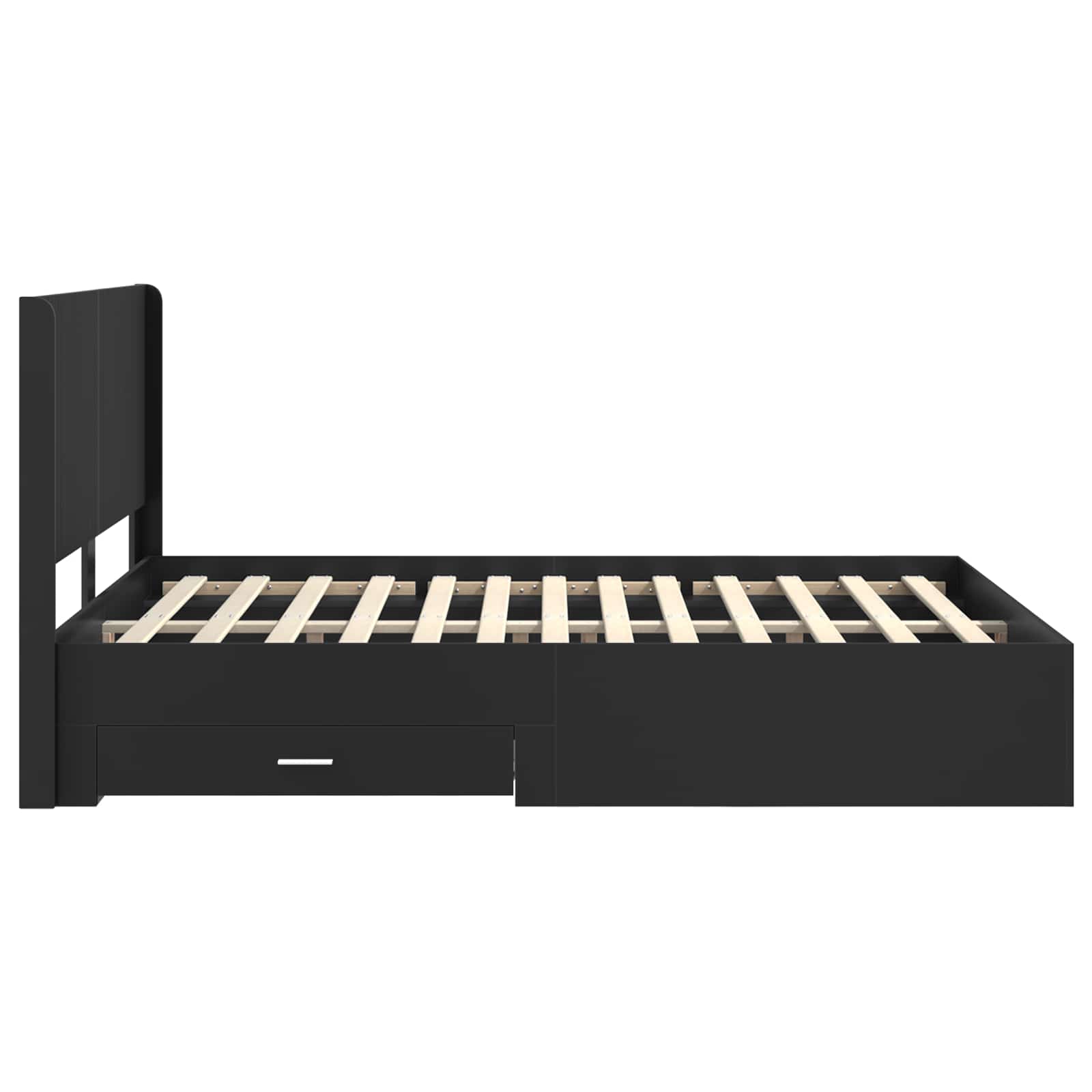 Bedframe met opbergruimte en hoofdbord Zwart 135 x 190 cm