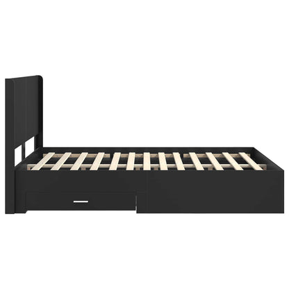 Bedframe met opbergruimte en hoofdbord Zwart 135 x 190 cm