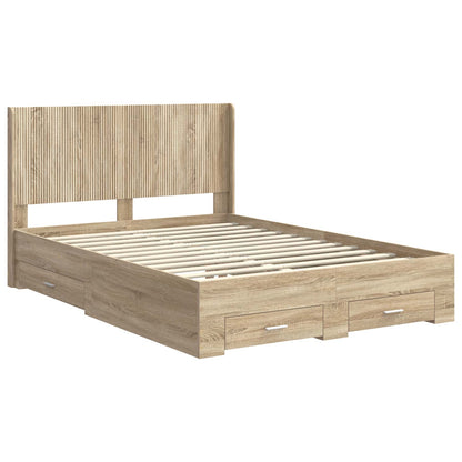 Bedframe met opbergruimte en hoofdbord Sonoma Eiken