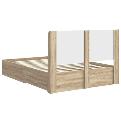Bedframe met opbergruimte en hoofdbord Sonoma Eiken