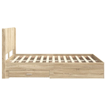 Bedframe met opbergruimte en hoofdbord Sonoma Eiken