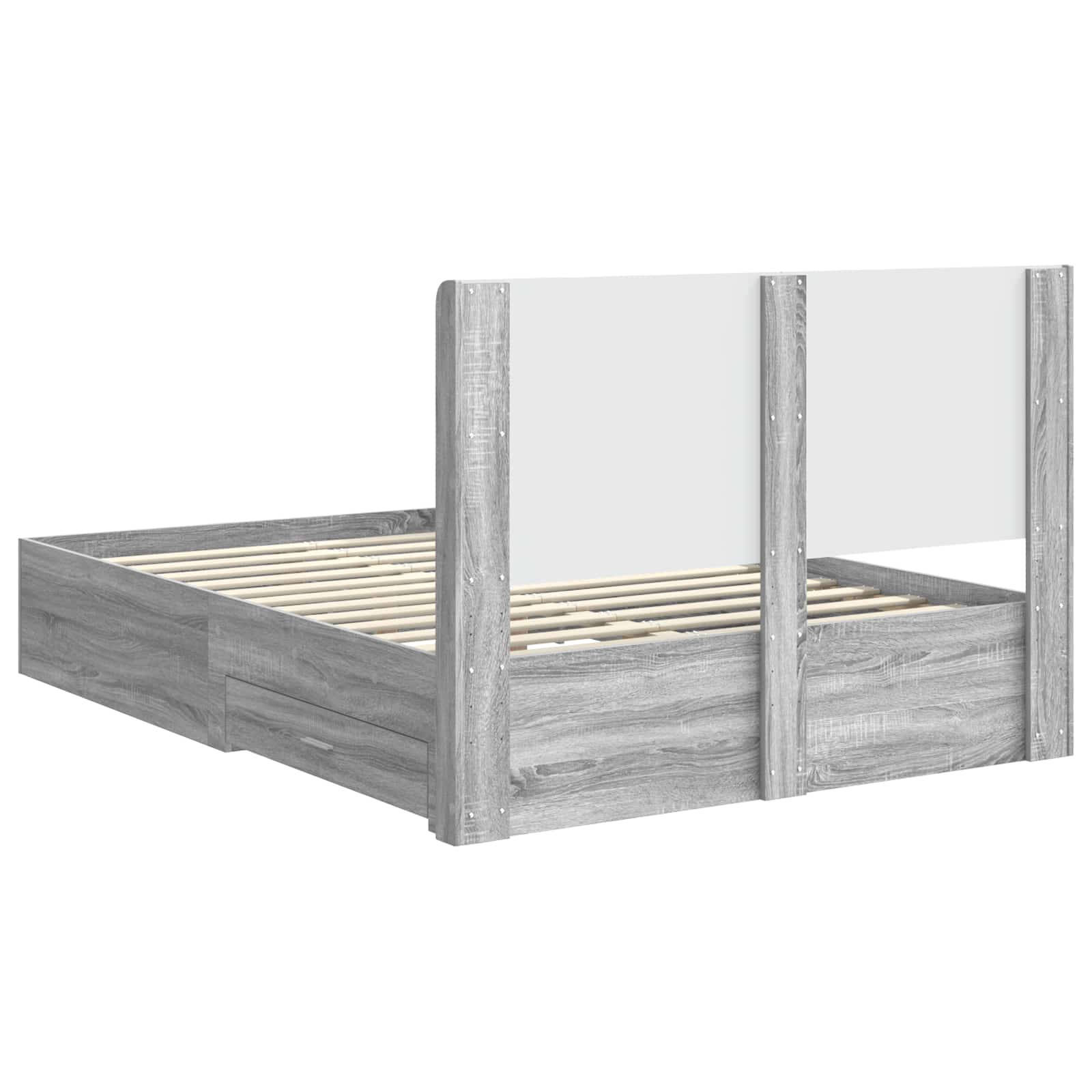 Bedframe met opbergruimte en hoofdbord Grijs Sonoma