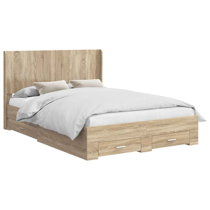 Bedframe met opbergruimte en hoofdbord Sonoma Eiken