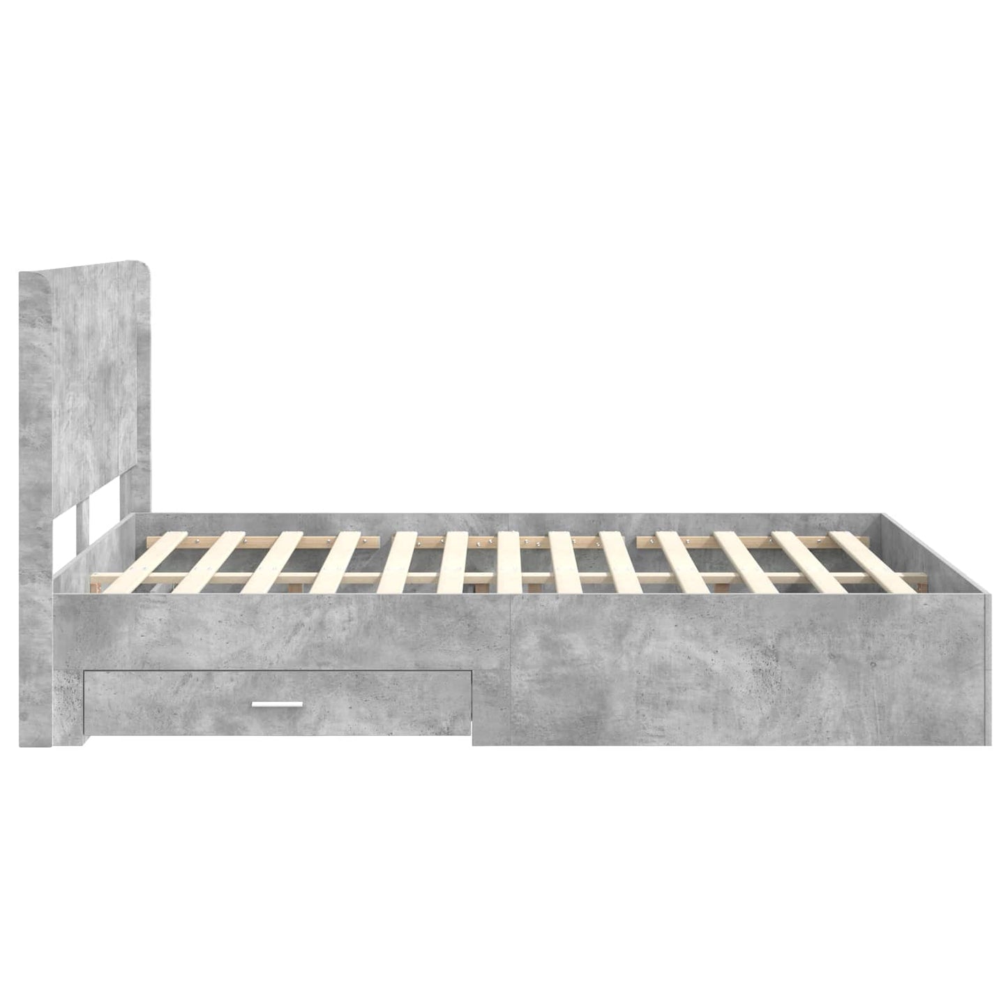 Bedframe met opbergruimte en hoofdbord Betongrijs Bewerkt hout