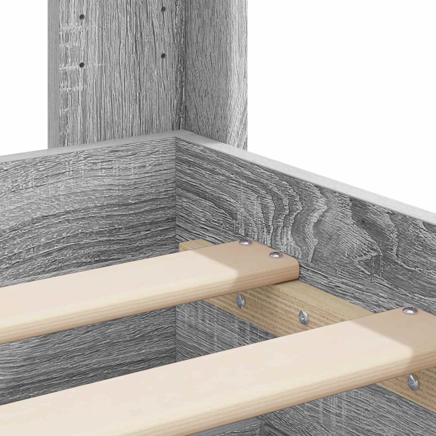 Bedframe met opbergruimte en hoofdbord Grijs Sonoma