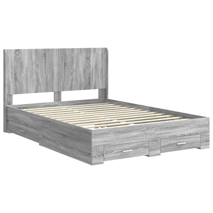 Bedframe met opbergruimte en hoofdbord Grijs Sonoma