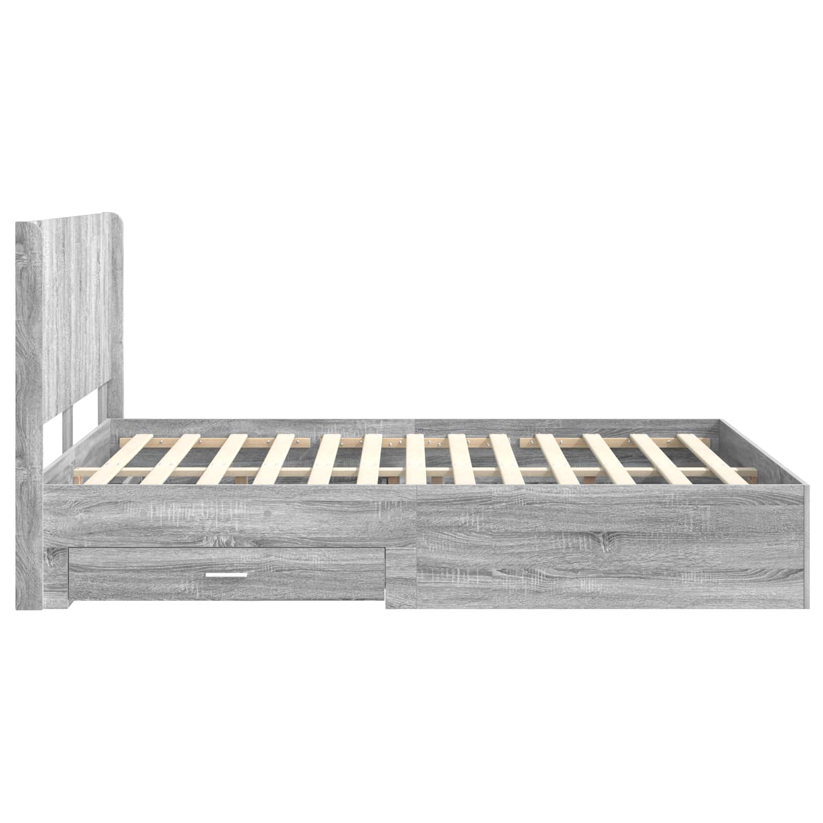 Bedframe met opbergruimte en hoofdbord Grijs Sonoma