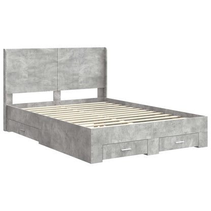 Bedframe met opbergruimte en hoofdbord Betongrijs Bewerkt hout