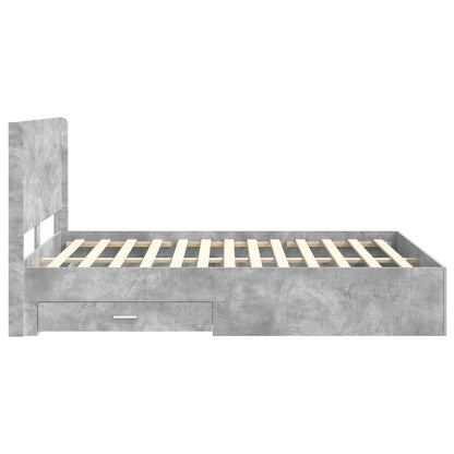 Bedframe met opbergruimte en hoofdbord Betongrijs Bewerkt hout
