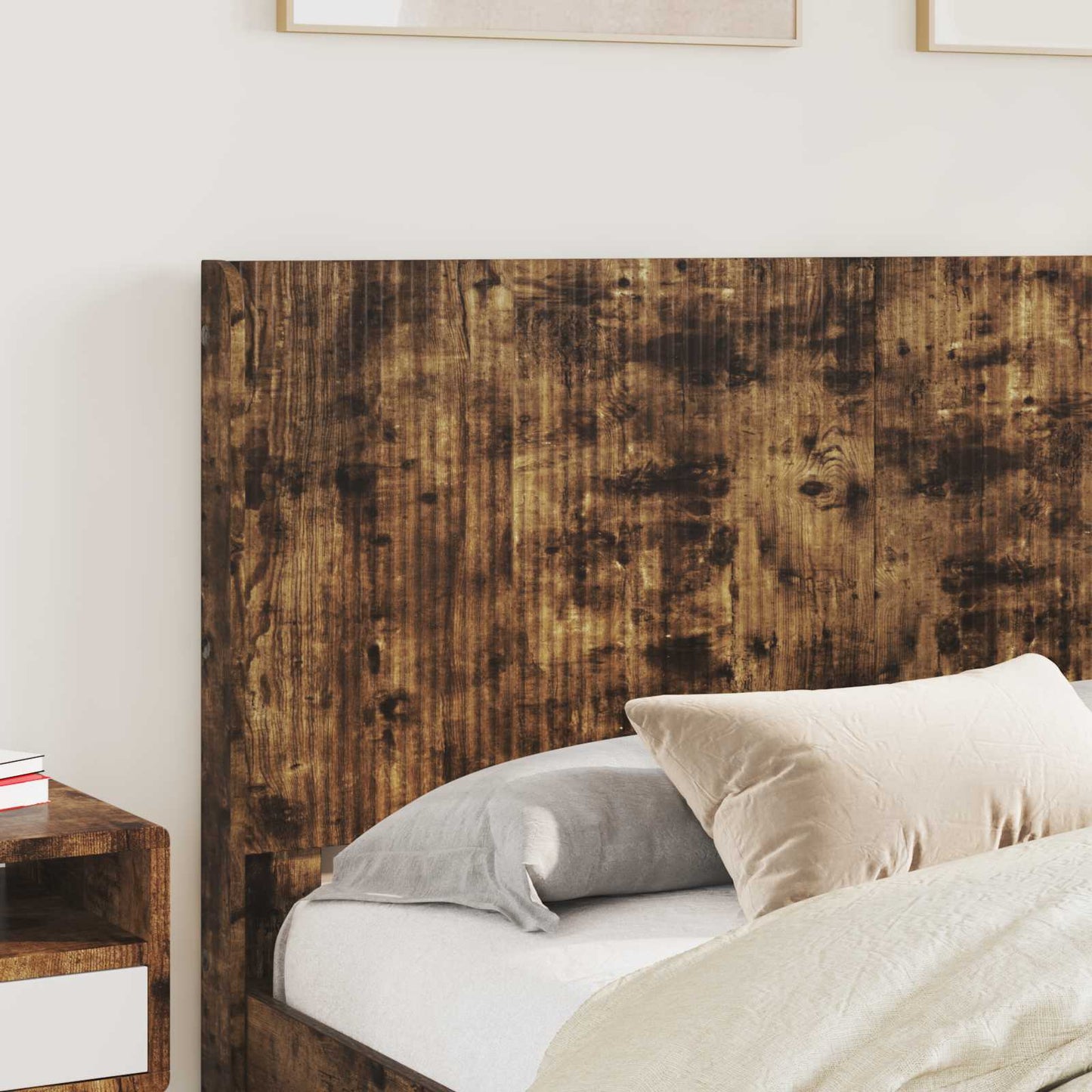 Bedframe met opbergruimte en hoofdbord Gerookt eiken