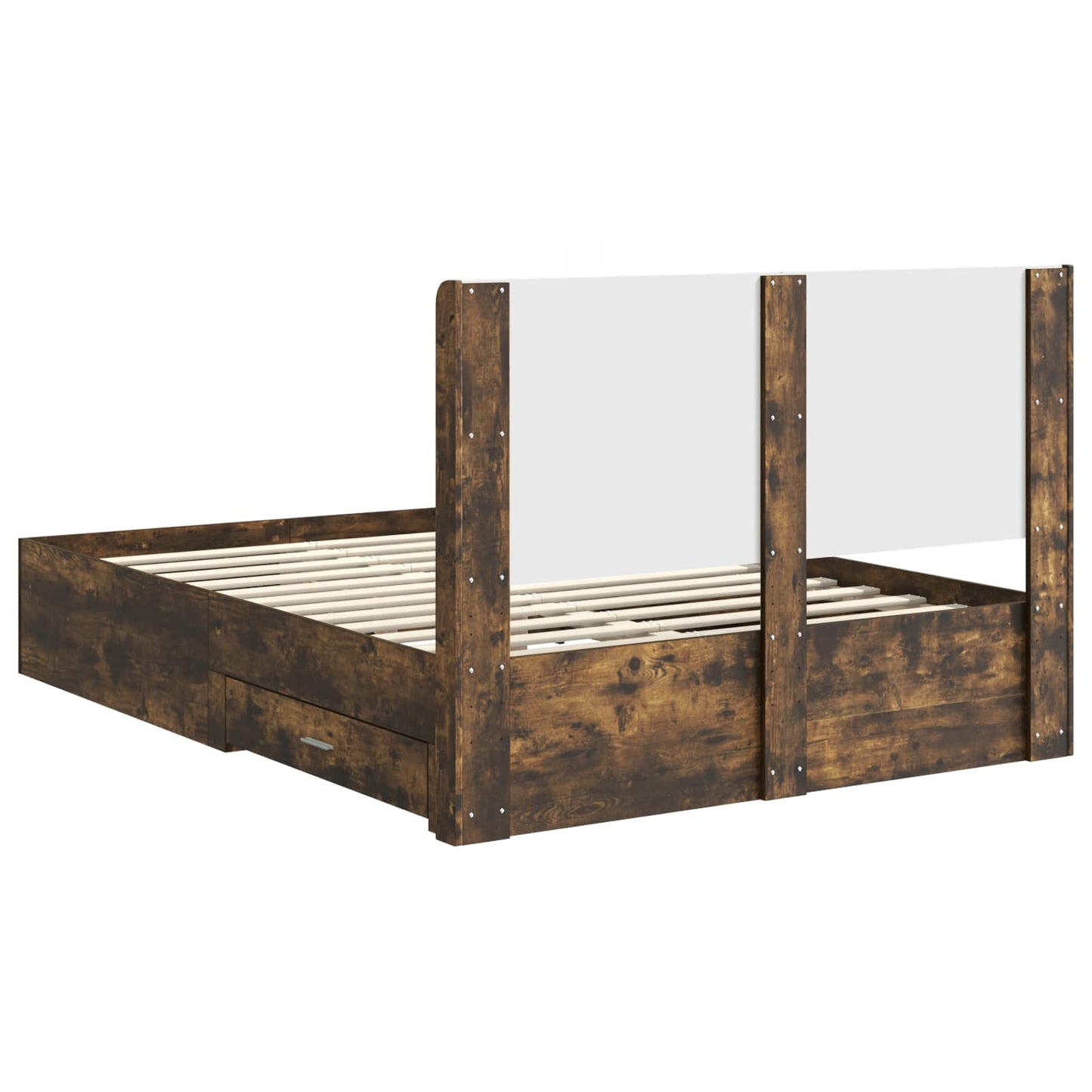 Bedframe met opbergruimte en hoofdbord Gerookt eiken