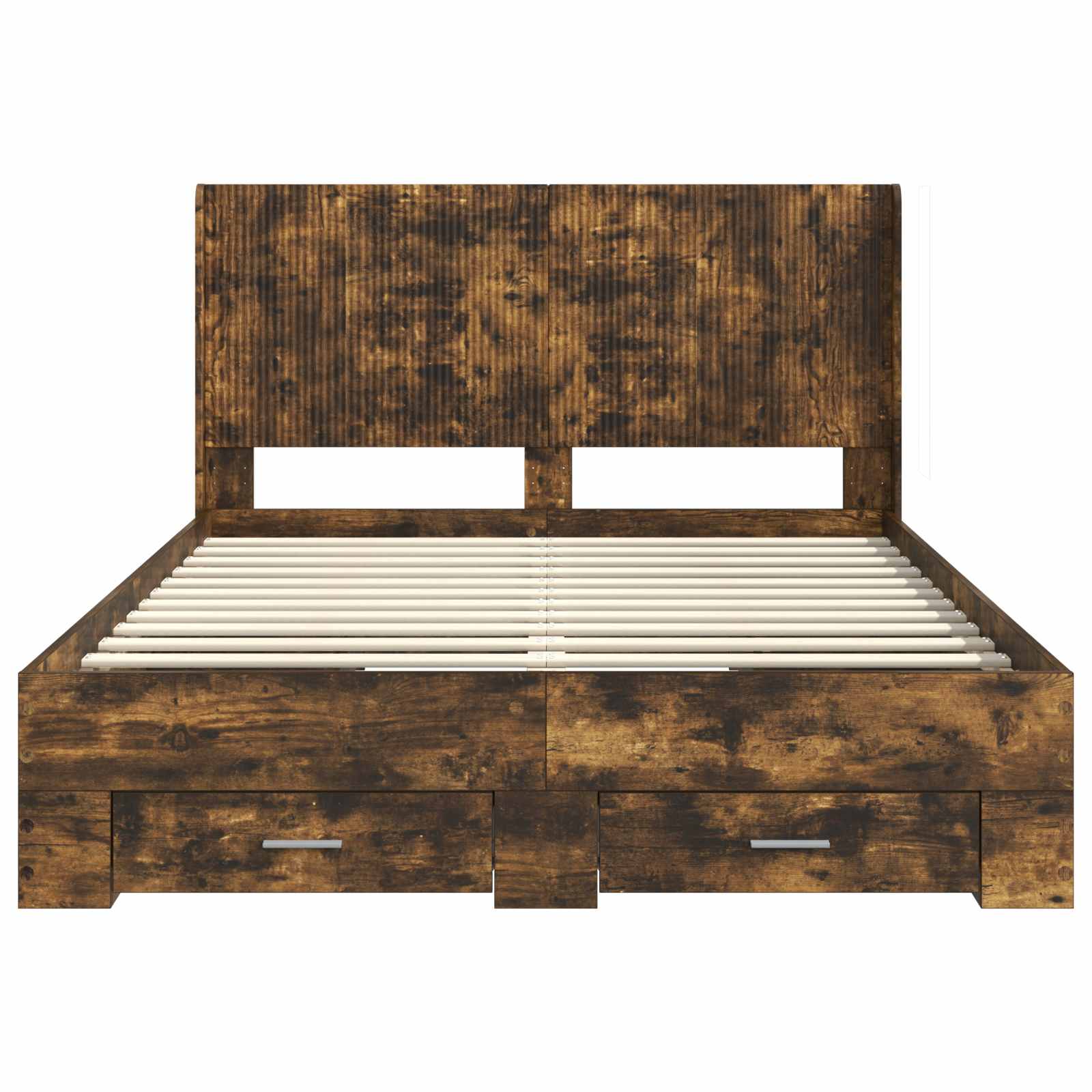 Bedframe met opbergruimte en hoofdbord Gerookt eiken