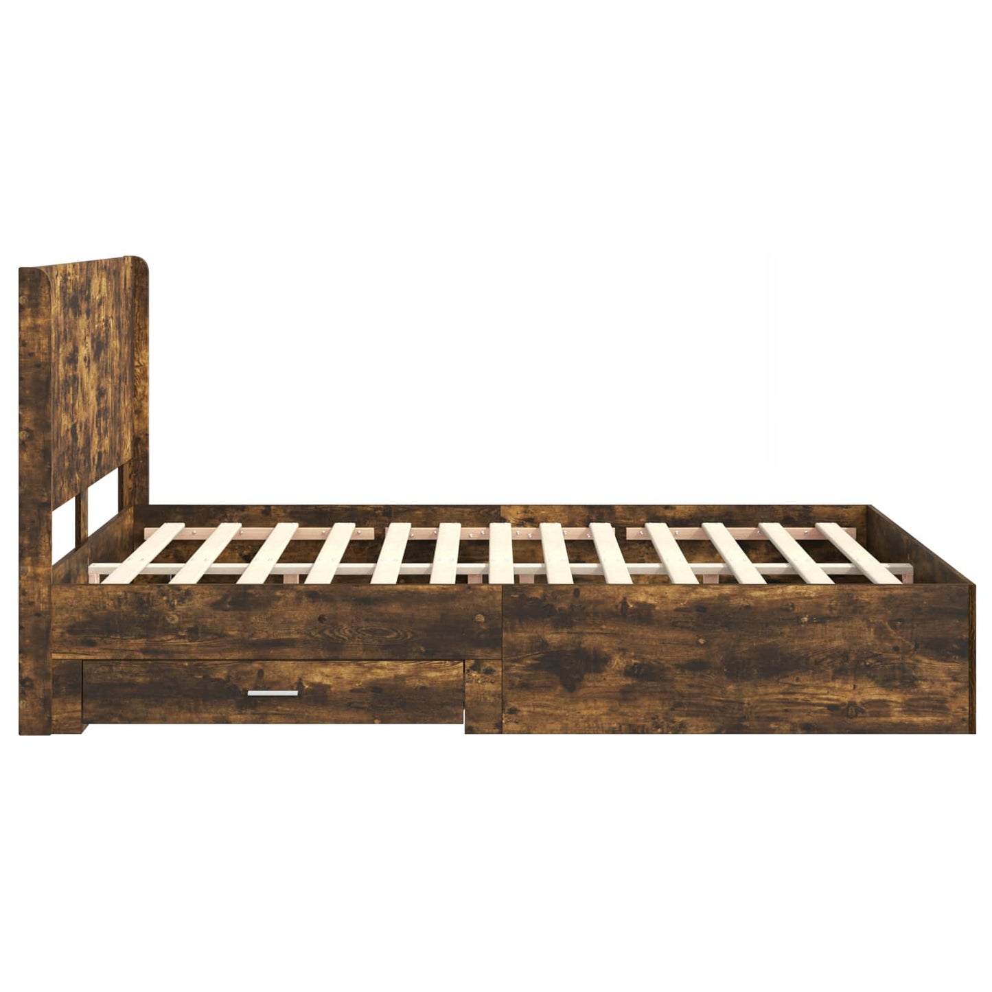 Bedframe met opbergruimte en hoofdbord Gerookt eiken