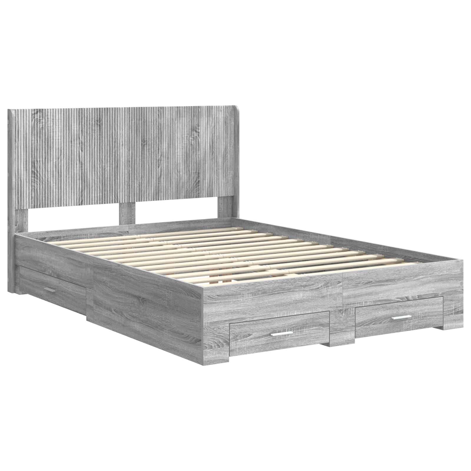 Bedframe met opbergruimte en hoofdbord Grijs Sonoma