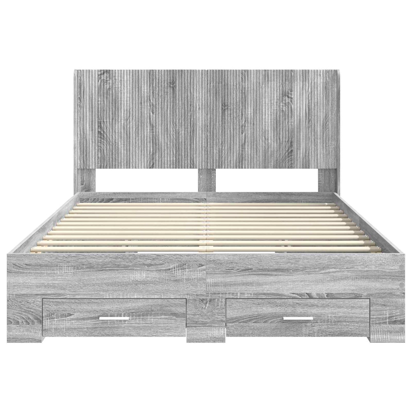 Bedframe met opbergruimte en hoofdbord Grijs Sonoma