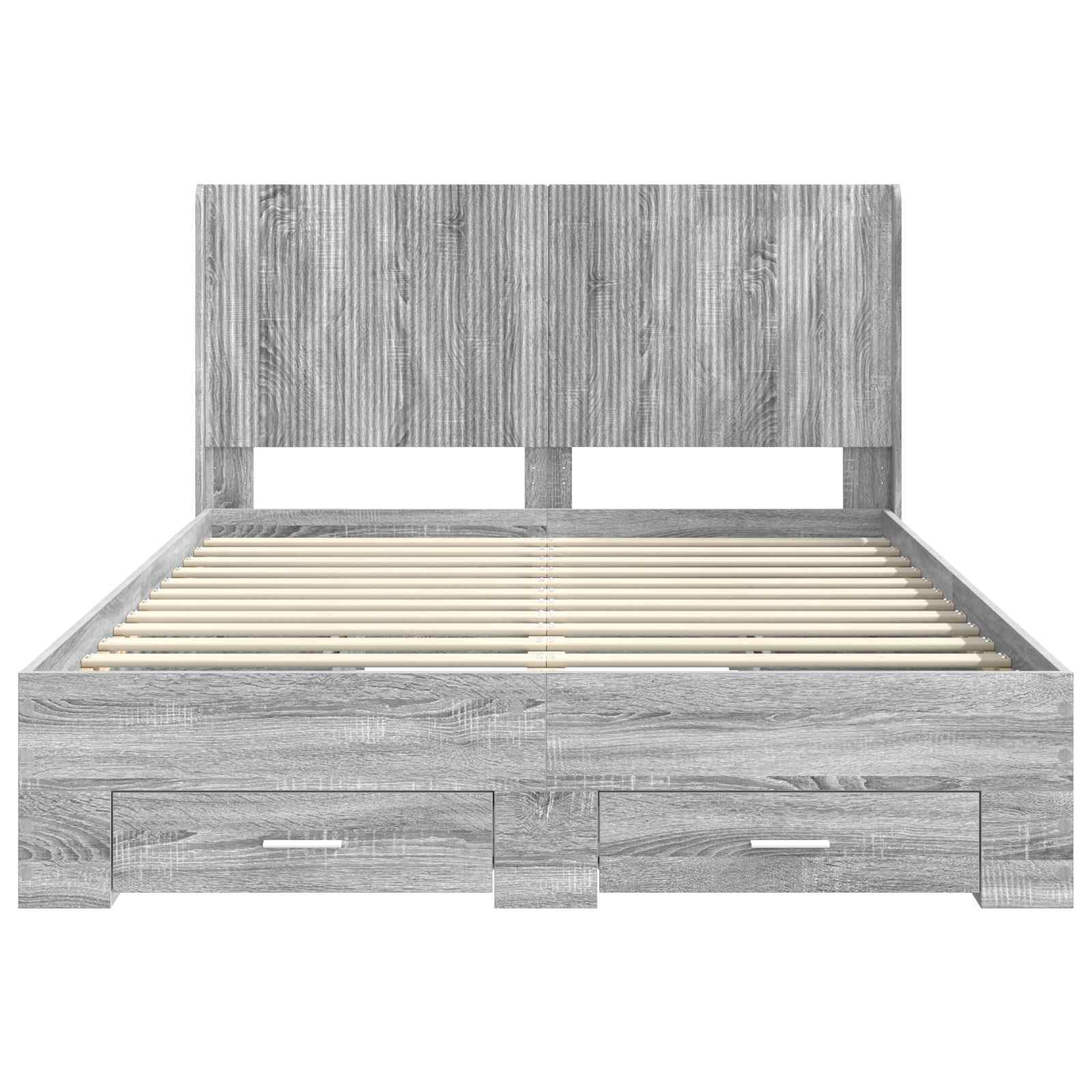 Bedframe met opbergruimte en hoofdbord Grijs Sonoma
