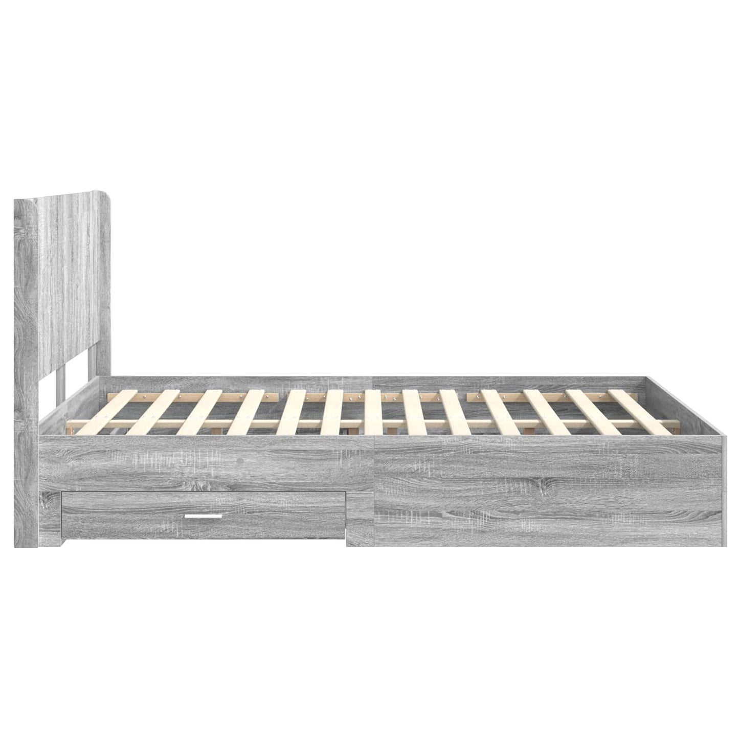 Bedframe met opbergruimte en hoofdbord Grijs Sonoma