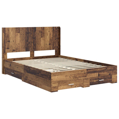 Bedframe met opbergruimte en hoofdbord Oud hout Bewerkt hout