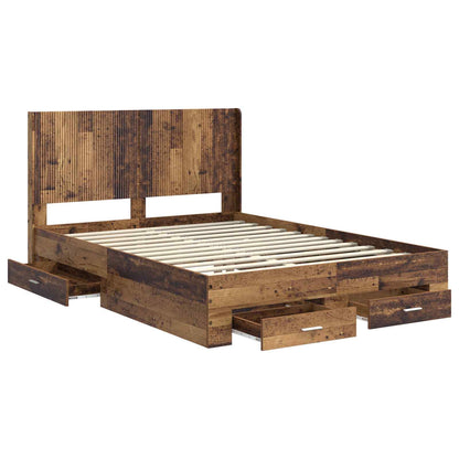 Bedframe met opbergruimte en hoofdbord Oud hout Bewerkt hout
