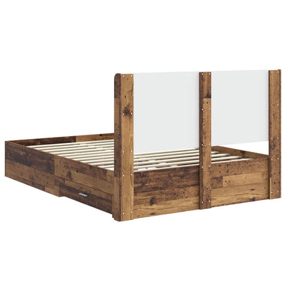 Bedframe met opbergruimte en hoofdbord Oud hout Bewerkt hout