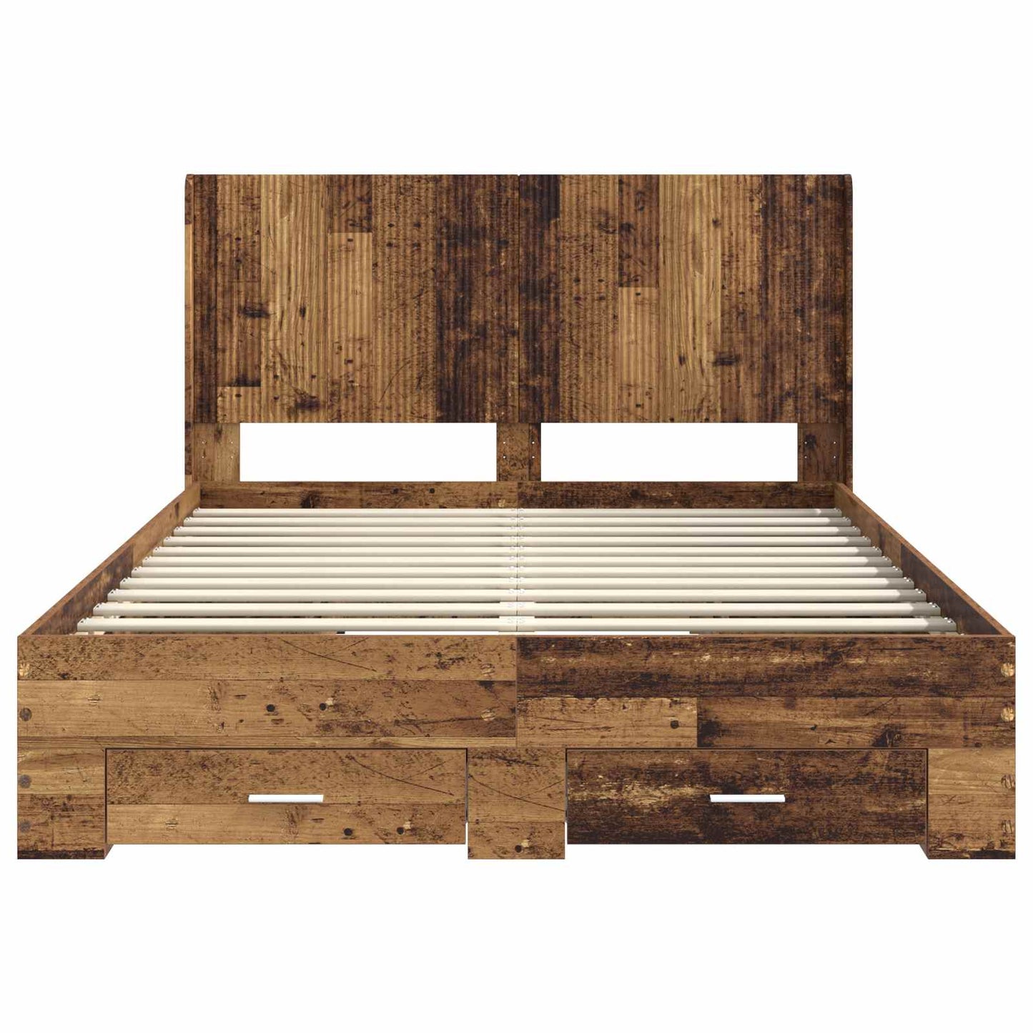 Bedframe met opbergruimte en hoofdbord Oud hout Bewerkt hout