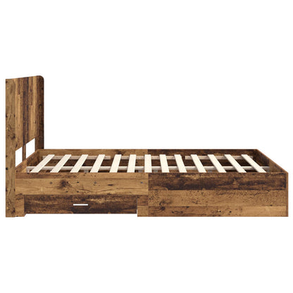 Bedframe met opbergruimte en hoofdbord Oud hout Bewerkt hout