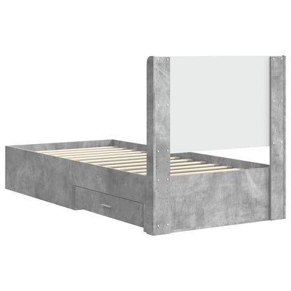 Bedframe met opbergruimte en hoofdbord Betongrijs 100 x 200 cm