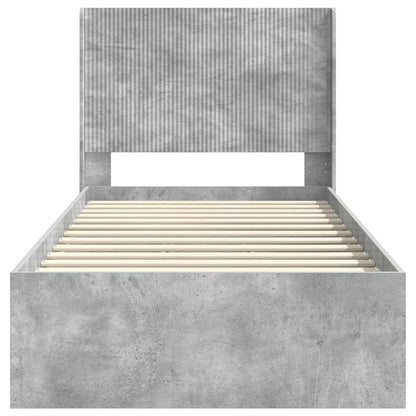 Bedframe met opbergruimte en hoofdbord Betongrijs 100 x 200 cm