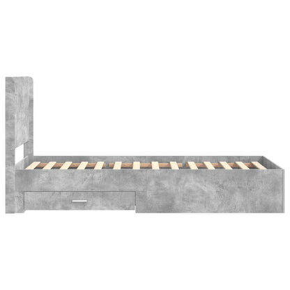 Bedframe met opbergruimte en hoofdbord Betongrijs 100 x 200 cm