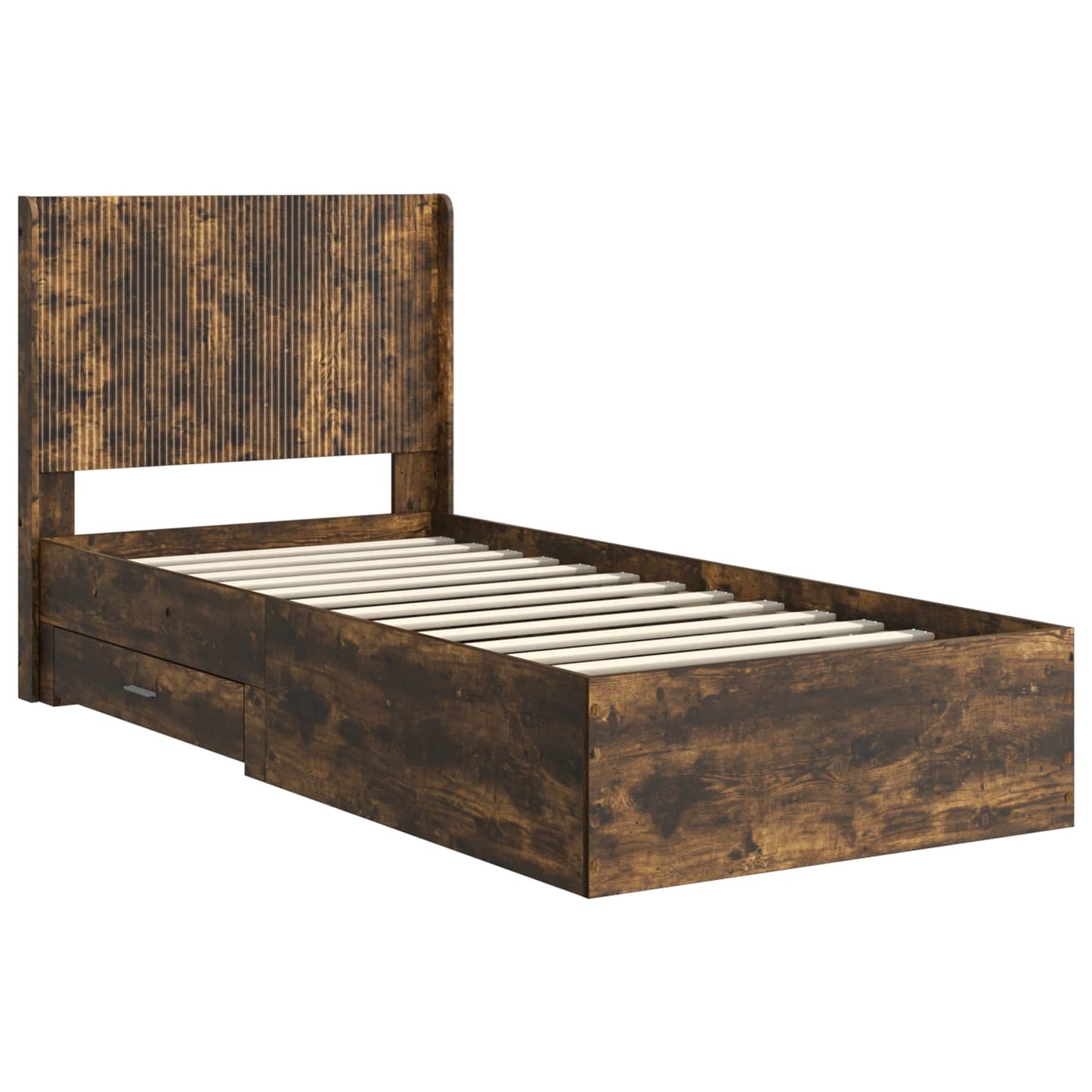 Bedframe met opbergruimte en hoofdbord Gerookt eiken