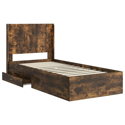 Bedframe met opbergruimte en hoofdbord Gerookt eiken