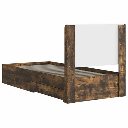 Bedframe met opbergruimte en hoofdbord Gerookt eiken