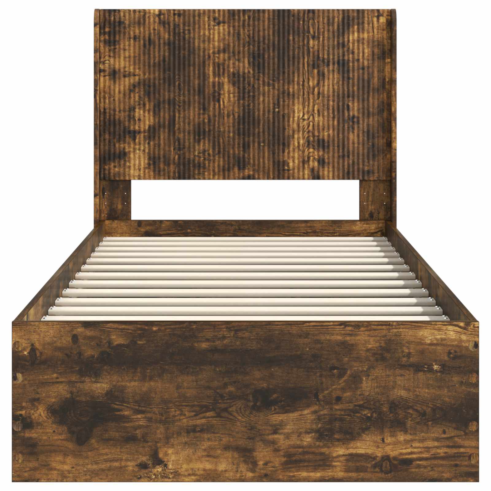 Bedframe met opbergruimte en hoofdbord Gerookt eiken