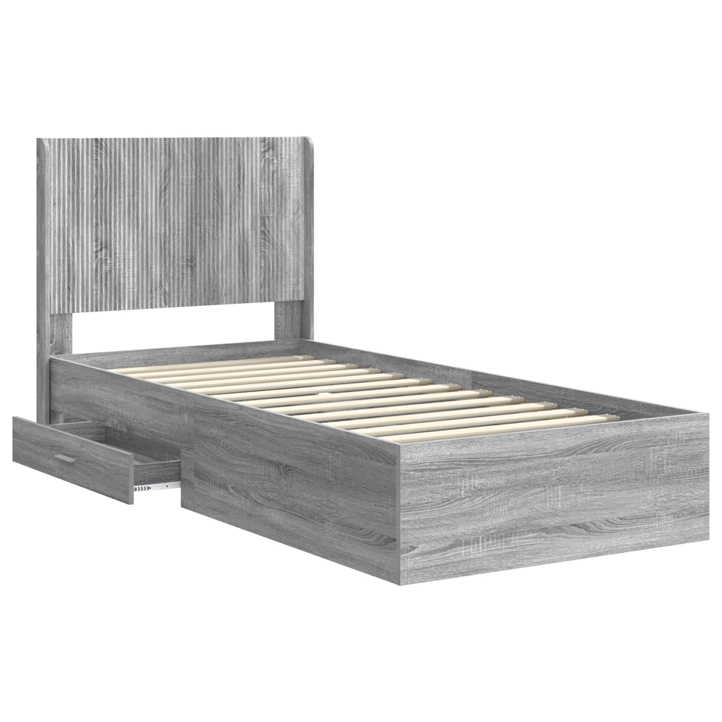 Bedframe met opbergruimte en hoofdbord Grijs Sonoma