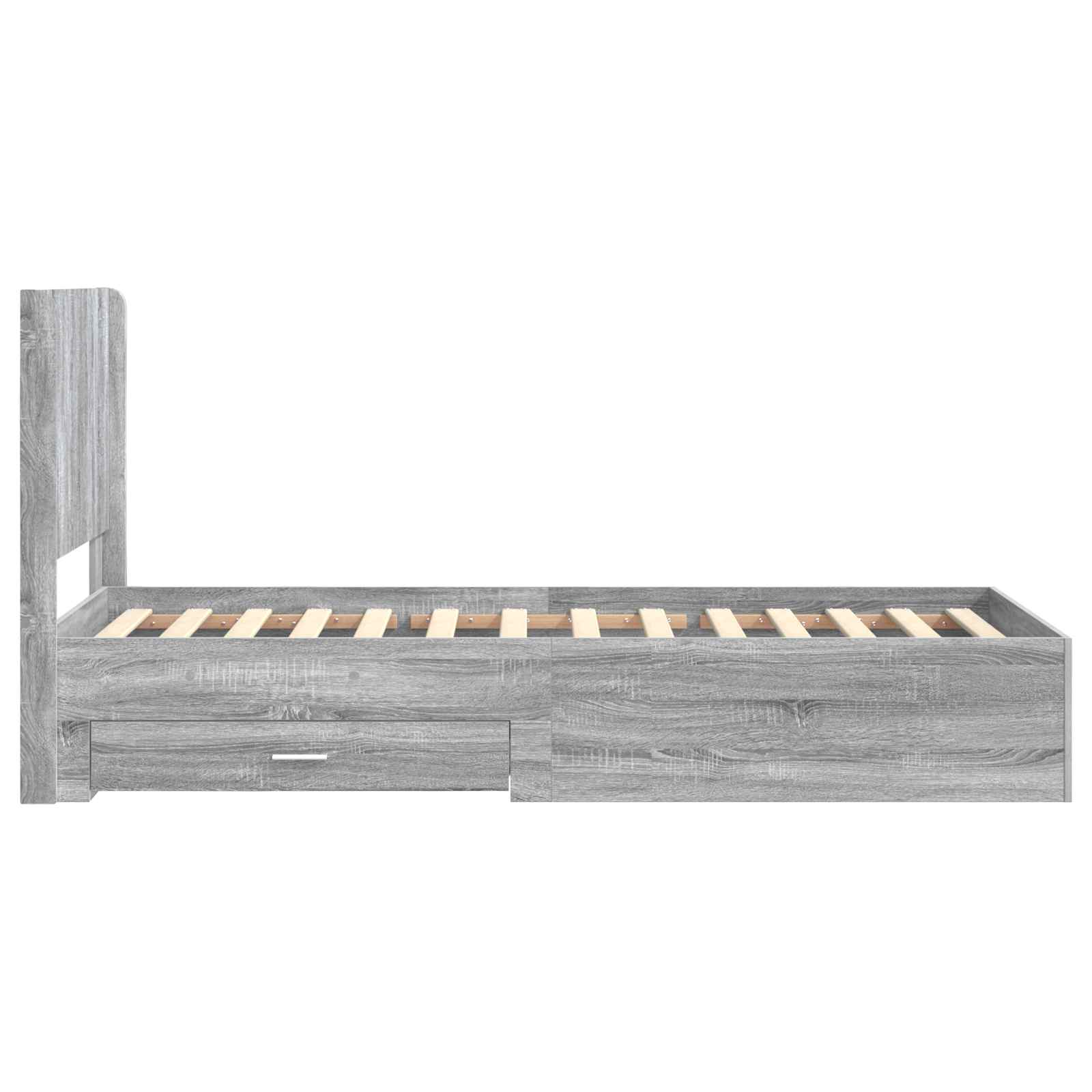 Bedframe met opbergruimte en hoofdbord Grijs Sonoma