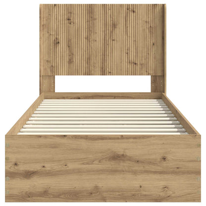 Bedframe met opbergruimte en hoofdbord Artisanaal eiken