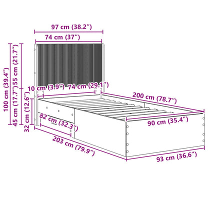 Bedframe met opbergruimte en hoofdbord Sonoma Eiken