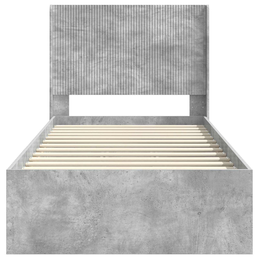 Bedframe met opbergruimte en hoofdbord Betongrijs 90 x 200 cm