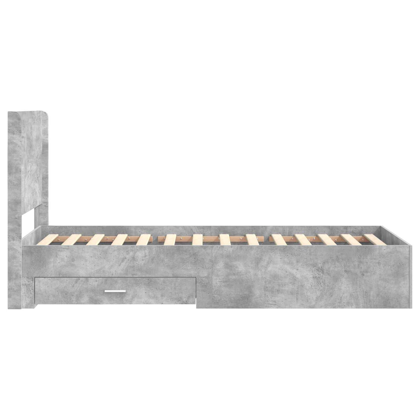 Bedframe met opbergruimte en hoofdbord Betongrijs 90 x 200 cm