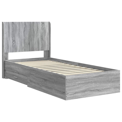 Bedframe met opbergruimte en hoofdbord Grijs Sonoma