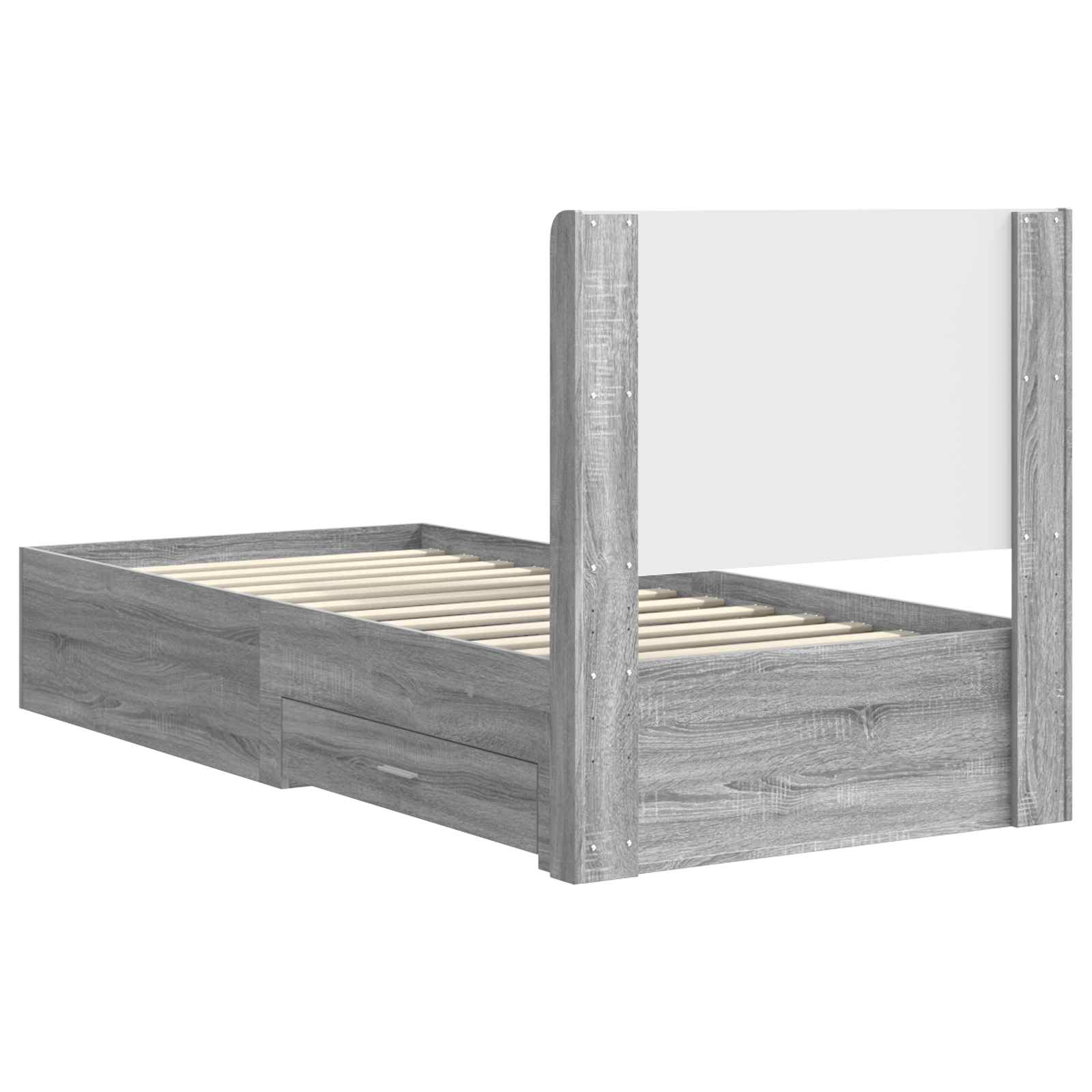 Bedframe met opbergruimte en hoofdbord Grijs Sonoma