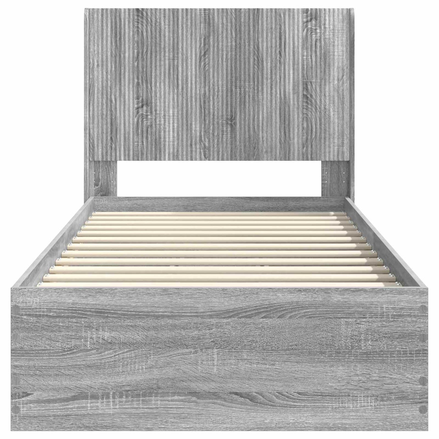 Bedframe met opbergruimte en hoofdbord Grijs Sonoma