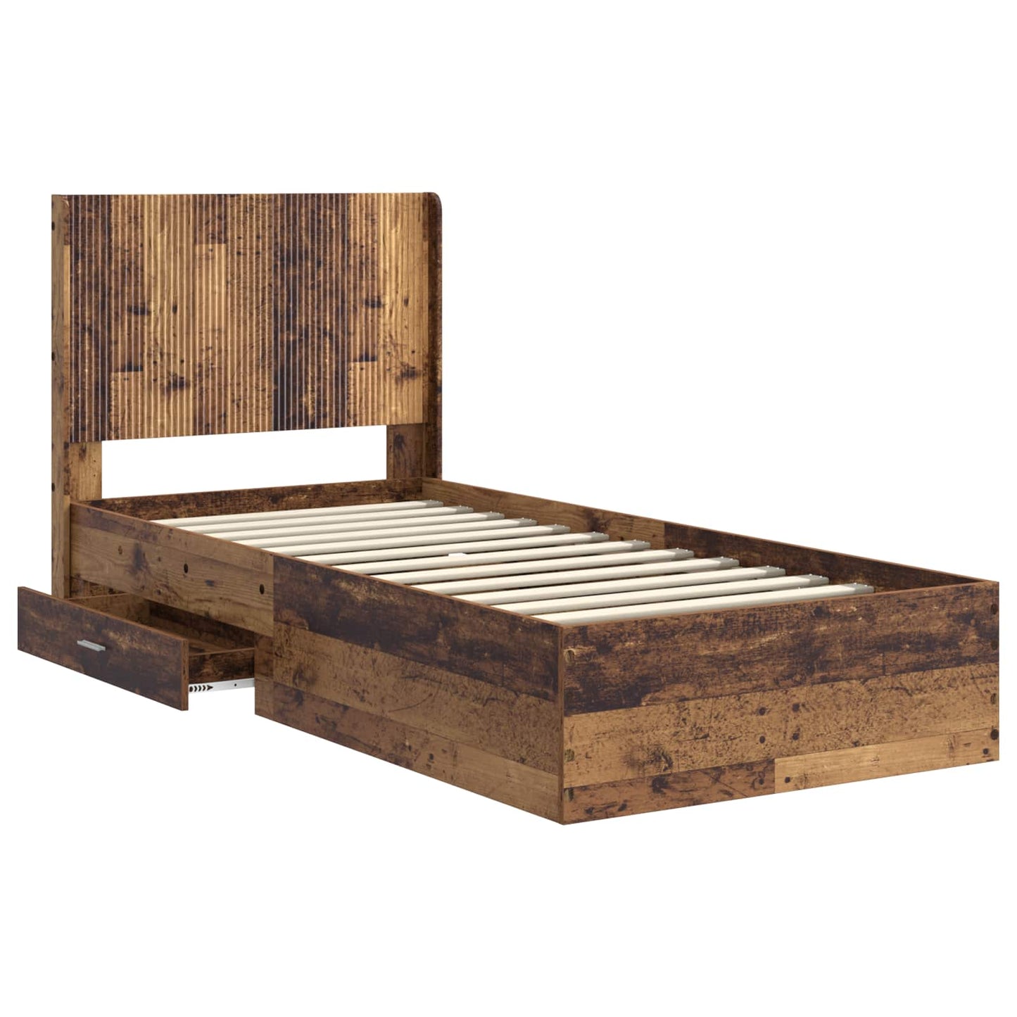 Bedframe met opbergruimte en hoofdbord Oud hout 90 x 200 cm
