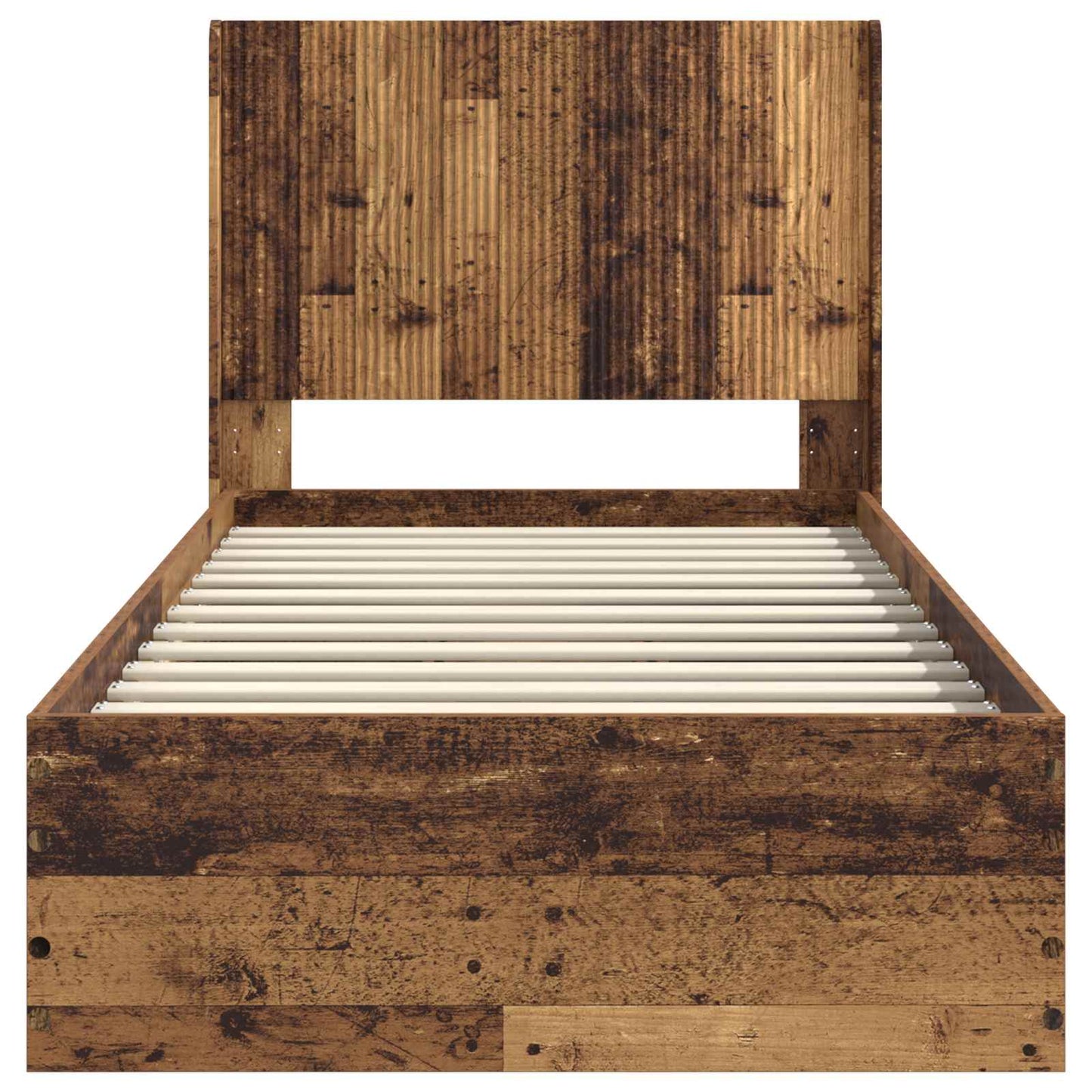 Bedframe met opbergruimte en hoofdbord Oud hout 90 x 200 cm