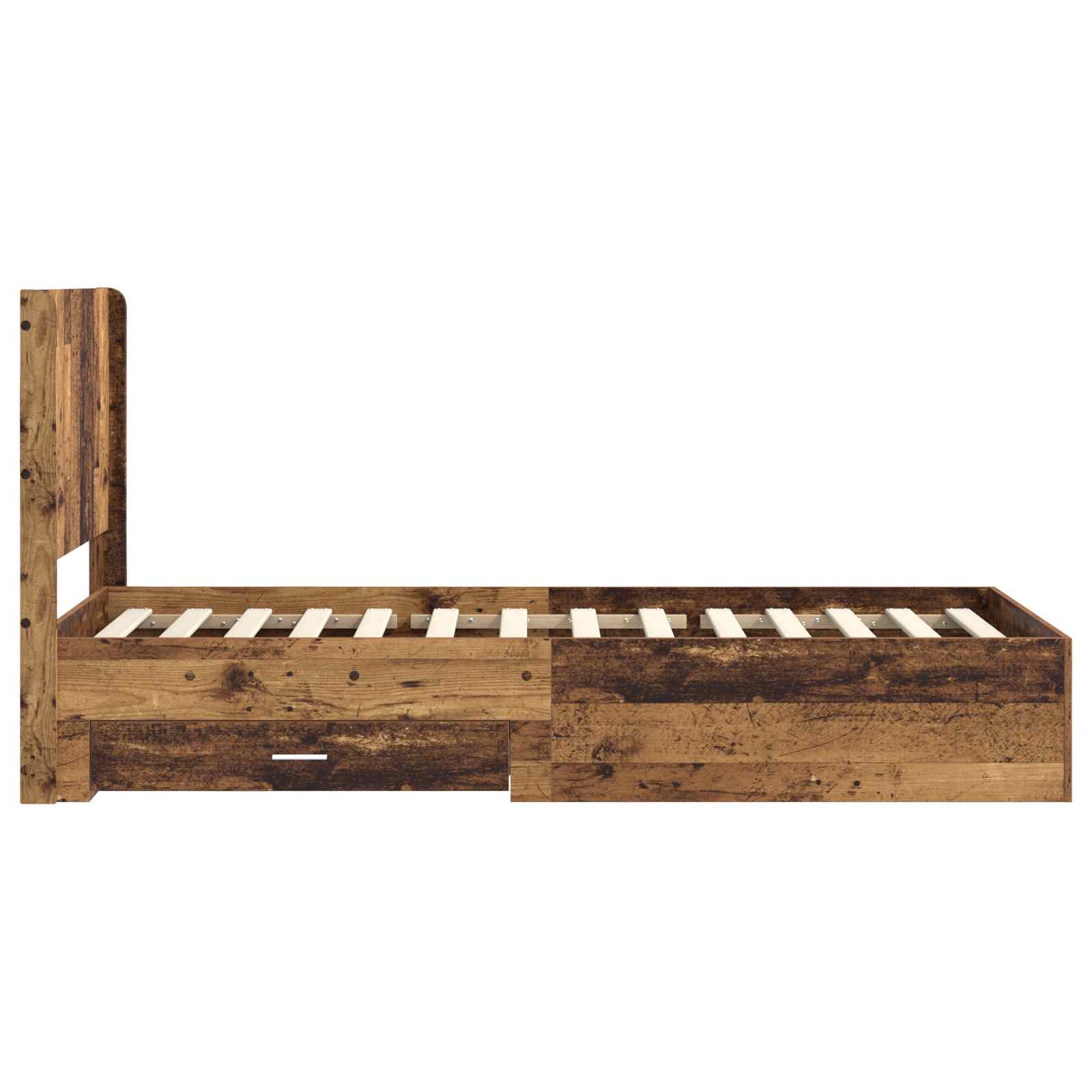 Bedframe met opbergruimte en hoofdbord Oud hout 90 x 200 cm